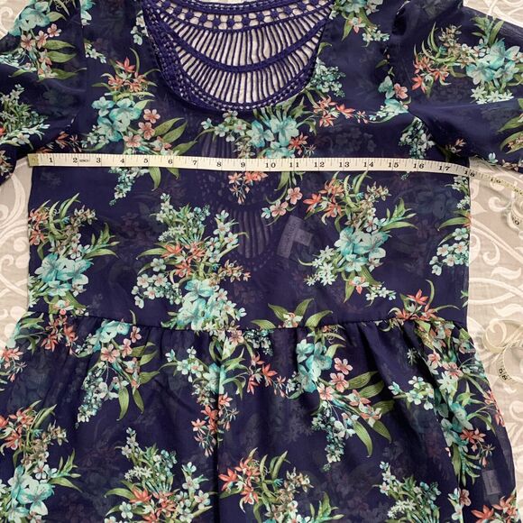 Charming Charlie Top Women Small ScoopNeck Sheer Floral Babydoll Lace Fairy Boho - Picture 5 of 9